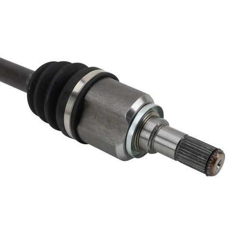 Close-up of a Rear CV Axle from the Rear CV Axle Assemblies And Rear Wheel Hub Bearing Set For 2010 2012 Hyundai Santa Fe And 2011 2013 Kia Sorento Four Piece Replacement Kit With Two Axles And Two Hub Bearings.