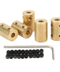 Premium Five Piece RC Brass Shaft Coupling Kit For 5Mm To 5Mm Universal Motor Connectors with brass couplers and grub screws.