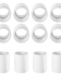 Three Quarter Inch PVC Pipe Coupling Adapters Socket To Socket Slip Connectors Sch40 White Plumbing Fittings