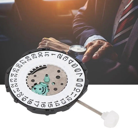 Three Hands Quartz Watch Movement With Double Calendar Kit For Pro Repair And DIY Enthusiasts, durable metal, precise timing