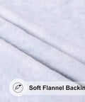Close-up view of floral 30x72 inch rectangle vinyl tablecloth with elastic edge snug fit, showing soft flannel backing.