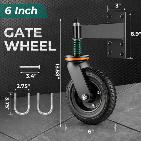 Heavy Duty Gate Wheel 6 Inch Spring Loaded Gate Caster For Wood And Metal Gates Up To 500 Lbs 360 Degree Rotation