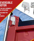 600W 60 To 1 Tarp Motor For Dump Truck Tarp Systems With Chrome Cover, 12VDC, 49A, 55 RPM mounted on red dump truck