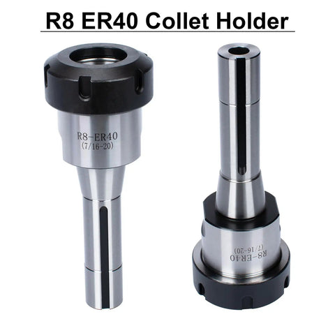 R8 ER40 Collet Holder Chuck Kit With 15 ER40 Collets For Milling Machines showing close-up of chuck and collet