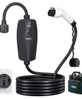 Level 2 EV Charger For Home Use With 7.4kW 32A 240V Output Delivers 24 MPH Charge, 32.8 Ft Cable, J1772 Plug, and case