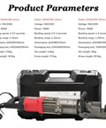 Product parameters for Portable Hydraulic Rebar Bender With 1150W Pure Copper Motor That Bends Up To 25 Millimeter Steel Bars.