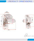 Polished Nickel Oval Cabinet Turn Latch 55mm Cupboard Lock dimensions detail with nickel finish and durable brass hardware.