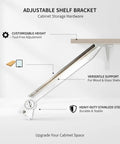 Adjustable Shelf Bracket, Beefy Stainless Steel Support for Glass and Wood Shelves, Slotted Design for Easy Adjustment