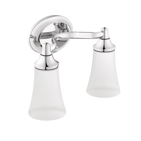 Eva 2-Light Dual-Mount Chrome Vanity Fixture With Frosted Glass For Bath Up Or Down Mount Slick Chrome Finish That Goes With Any Decor