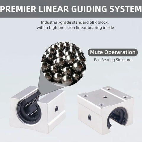 Close-up of ball bearing structure in SBR20UU blocks from Two Piece SBR20 Linear Rail Kit 300mm With Four SBR20UU Bearing Blocks