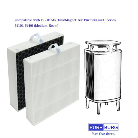 Replacement Filter Set For BLUEAIR DustMagnet 5400 Series Purifiers 5410i 5440i H13 True HEPA 3 Stage Filtration With Activated Carbon