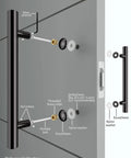 12 Inch Two Sided Stainless Steel Matte Black Door Handle Pull For Modern Front Doors And Glass Entrances Double Sided Pull Bar For Commercial Sliding Barn Interior And Exterior Use Pro Grade Built To Last on door with installation diagram