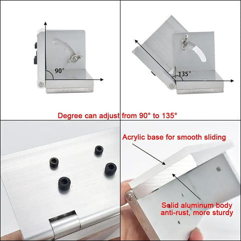Beast Knife Sharpening Jig for Belt Grinder and Belt Sander, Adjustable 90 to 135 Degrees, rust-proof aluminum with acrylic base
