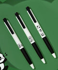 Three Panda Pattern Gel Ink Pens Set With All Black Ink 0.5mm Fine Point Comfortable Soft Grip ABS Pens For Smooth Quick Dry Writing