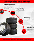 18x8.50-8 Golf Cart Tires On 8x7 White Wheels Assemblies Set Of 4 Universal Fit For EZGO Yamaha Club Car Golf Carts Built For All Terrain Traction And A Smoother Ride On Grass Sand And Gravel Upgrade Your Cart And Roll With Confidence.