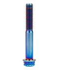 Titanium flange bolt with burnt blue finish, M10 x 55mm, 12-point head, side view