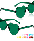 Heart Shaped Neon Green Sunglasses For Women And Men Unisex Rimless Glasses Lightweight All Day Comfort And Fun Party Accessory