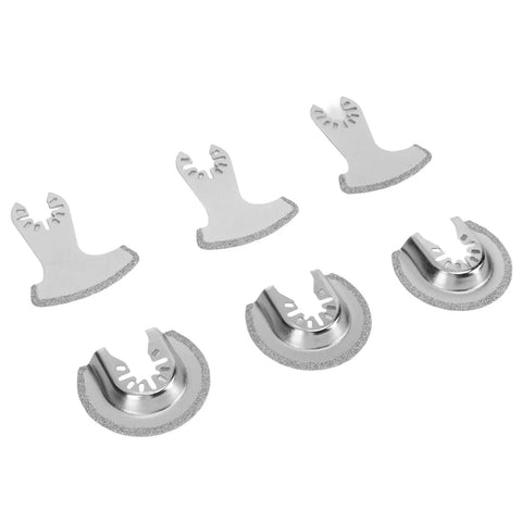 6 Piece Segment Oscillating Blades Set For Multitool Saw Carbide Blades For Woodworking Tile Concrete, set laid flat
