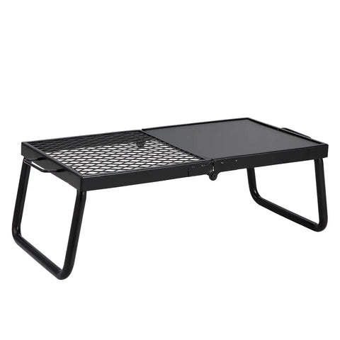 Foldable Campfire Grill With Legs Heavy Duty Steel Mesh Grate 22.4 Inch Portable Open Flame Grilling Rack Includes Carry Bag Camping Gear