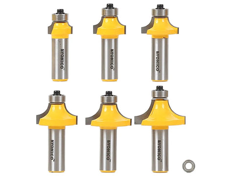 Six Bit Round Over Edge Forming Router Bit With One Half Inch Shank For Wood Edges And Molding Projects, premium C3 blades