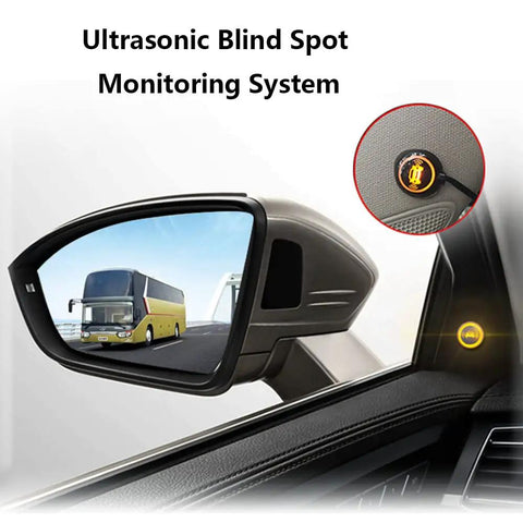 Universal Ultrasonic Blind Spot Monitoring System Kit With Lane Change Alert BSD Distance Assistant on car side mirror