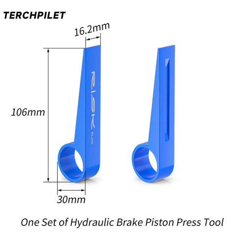 Bike Piston Press Tool For Disc Brakes, Brake Pad Spreader, 16.2mm width, blue plastic construction, side view.
