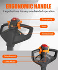 Ergonomic handle of 3300 Lbs Full Electric Walkie Stacker Material Lift with easy buttons for control and operation.