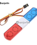 One Tenth RC Police Lights LED Flashing Lamp Kit With Nine Modes For Off Road Crawlers And Rally Trucks Fits One Eighth Scale HSP Traxxas Tamiya RC4WD Axial Arrma Blue And Red 115mm, showing blue and red LEDs with wiring