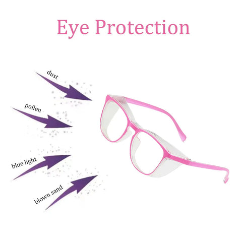 Women Safety Glasses With Side Shields Anti Fog Eye Protection For Nurses Adults Blue Light Blocking UV Shield Pink