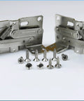 Heavy Duty Steel Tip Out Tray Hinges For 45 Degree Cabinet Drawer Pullouts Featuring Rock Solid Scissor Hardware with screws.