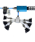Heavy Duty Black Vacuum Cup Assembly Set With Industrial Manipulator Fittings, featuring air exhaust valve and tracheal muffler.