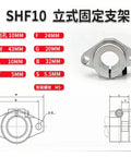 Five Pack SHF10 Linear Shaft Supports For 10mm Rods Precision Bearing Block diagram showing dimensions and features.