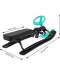 Green Steerable Ski Sled With Steering Wheel And Twin Brakes, Heavy Duty Go Kart Snow Scooter For Kids And Grownups, 220 Lbs Weight Capacity