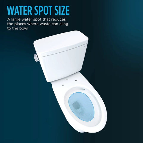 Top Shelf Two Piece Elongated Toilet Featuring Universal Height And 1.6 GPF Tornado Flush System For Hassle Free Grime Control And Reliable Everyday Bathroom Comfort In Crisp White