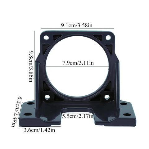 Heavy Duty Fixed Base Motor Bracket for Industrial Equipment Black Metal Support Base 90x90 Auxiliary Motor Mount Holder for Secure Attachment front view
