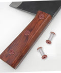 Top Shelf Stainless Steel Knife Handle Screws For Quick Blade Fabrication Featuring Straight Slot Notch Built Tough For Solid Fit On Chef Utility And Parer Knives Real Deal Supply with a wooden knife handle.