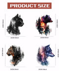 Forest Animal Iron On Transfer 4 Pack For Clothing And DIY Projects Bear Cat Leopard Wolf Heat Transfer Stickers