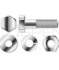 M6 X 10 Hex Cap Screws DIN 933 Set With Matching Hex Nuts Lock Washers And Flat Washers Stainless Steel 18 8 display