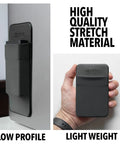 On The Go Portable SSD Sleeve For Laptop With Reusable Adhesive attached to a laptop and held in hand, compact and lightweight.