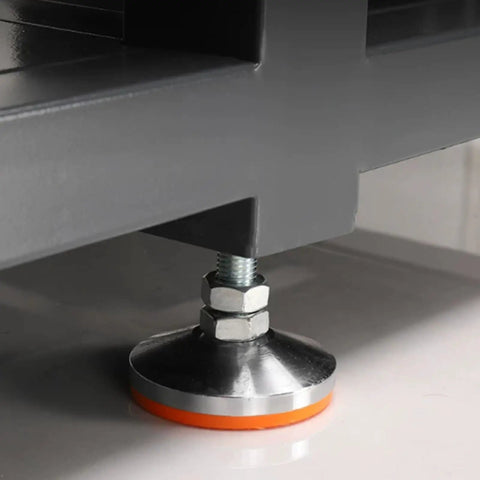 Base of Top Notch Polished Mold Maintenance Bench with 8mm Thickened Steel Plate showing sturdy support and leveling pads.