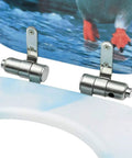 Slick Soft Close Toilet Seat With Dope Penguin Design And Solid Zinc Alloy Hinges, showcasing durable hinges and smooth finish.