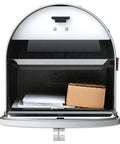 Open Locking Post Mount Mailbox To Lock Down Your Mail, Large White Finish With Concealed Locking Compartment, showing mail inside