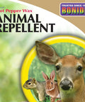 Hot Pepper Wax Animal Repellent Spray 32 Oz Ready To Use label with images of deer, rabbit, and squirrel