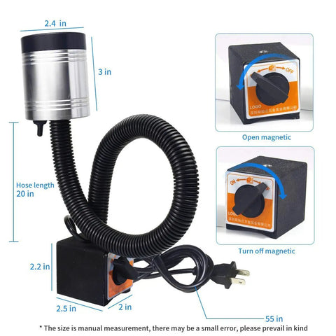 Built Tough Magnetic Gooseneck LED Work Light 900 Lumens 120 Volt IP66 Waterproof Aluminum Lamp for Machine Tools and Industrials