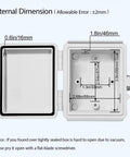 Internal dimensions of Rugged IP67 Waterproof Electrical Junction Box With Hinged Cover And Stainless Steel Latch, ABS Plastic Enclosure