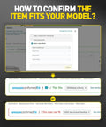 Guide on confirming vehicle fitment for automotive parts on an online platform.