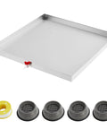 Heavy Duty 28 By 30 Inch Stainless Steel Washing Machine Drain Pan With Four Anti Vibration Feet Floor Saver For Washer Dryer