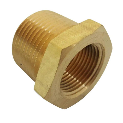 Close-up of brass hex bushing from Brass Pipe Fitting Hex Bushing Set NPT Male To Female Adapters Kit 1/4x1/8 3/8x1/8 3/8x1/4 1/2x1/4 1/2x3/8 5 Pieces