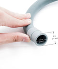 Close-up of 16.4 Ft Universal Washing Machine Drain Hose Extension Kit showing flexible hose and connection measurement, fits LG GE.