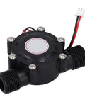 Front view of Water Flow Generator 12V Mini Hydroelectric Power Kit For Off Grid Living Portable Hydro Turbine Charger in black housing.